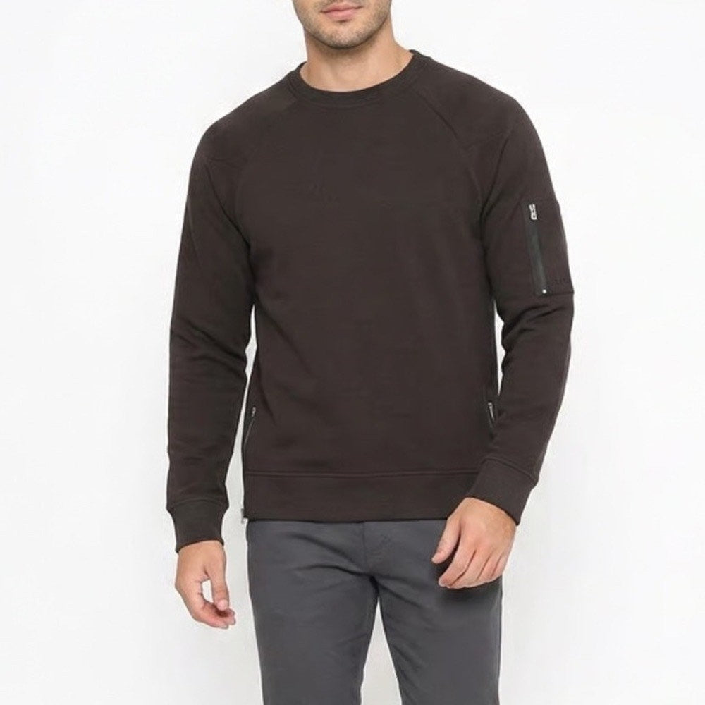 DSG Mens Sport Fleece Crewneck Sweatshirt Pure Black XS Side Zips