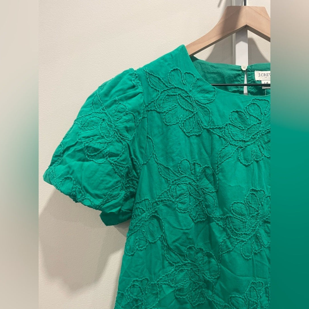 J.Crew Eyelet Puff-Sleeve Mini Dress Size 14