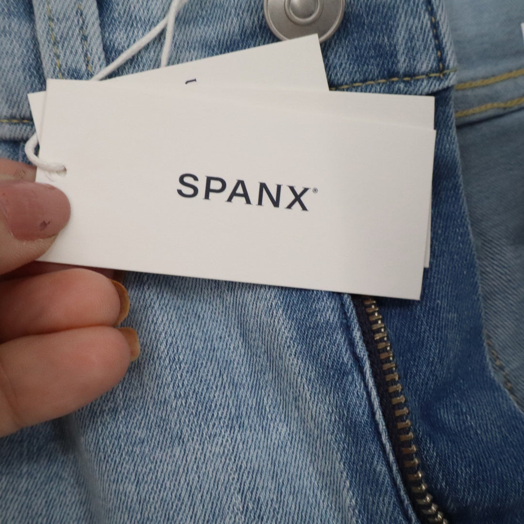 Spanx Lycra FitSense Flare Jean Turner Wash Light Blue High Rise Size 2