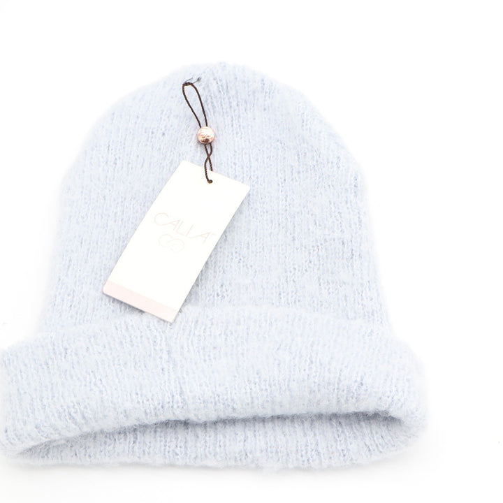 CALIA Luxe Beanie Light Blue Fuzzy Cuffed Knit Winter Hat