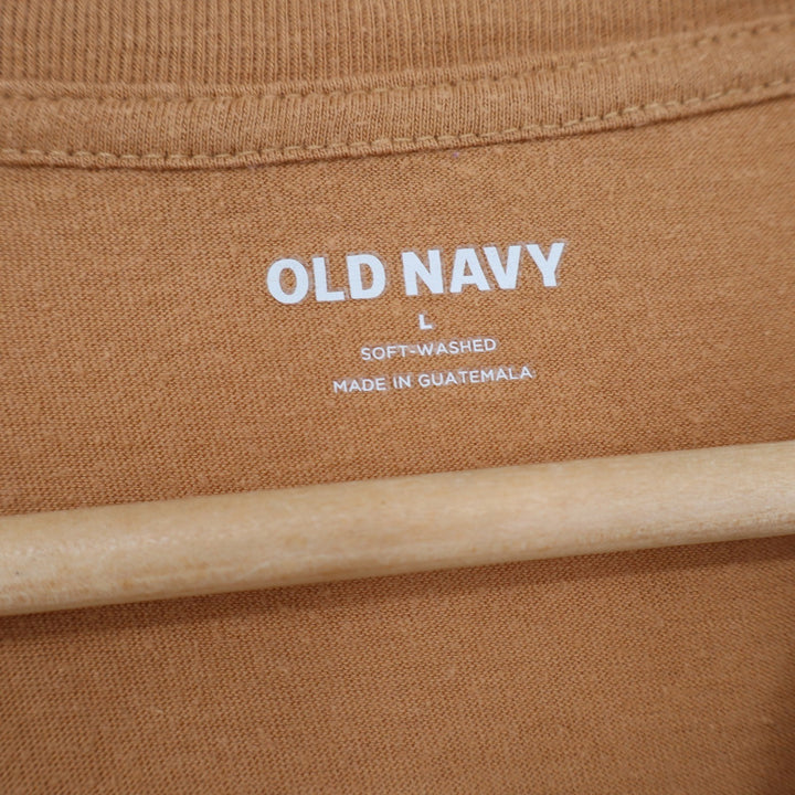 Old Navy T-Shirt Mens L Soft-Washed Conifers Graphic Mustard Tan Nature