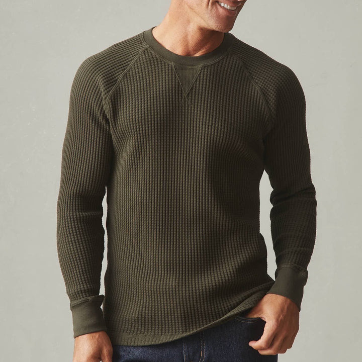 American Giant T-Shirt Mens XL Olive Green Waffle Knit Long Sleeve Crew Neck