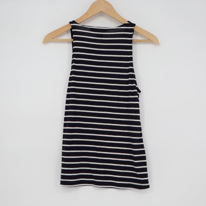 French Connection Tank Dress Women XS Black White Striped Round Neck Street Wear