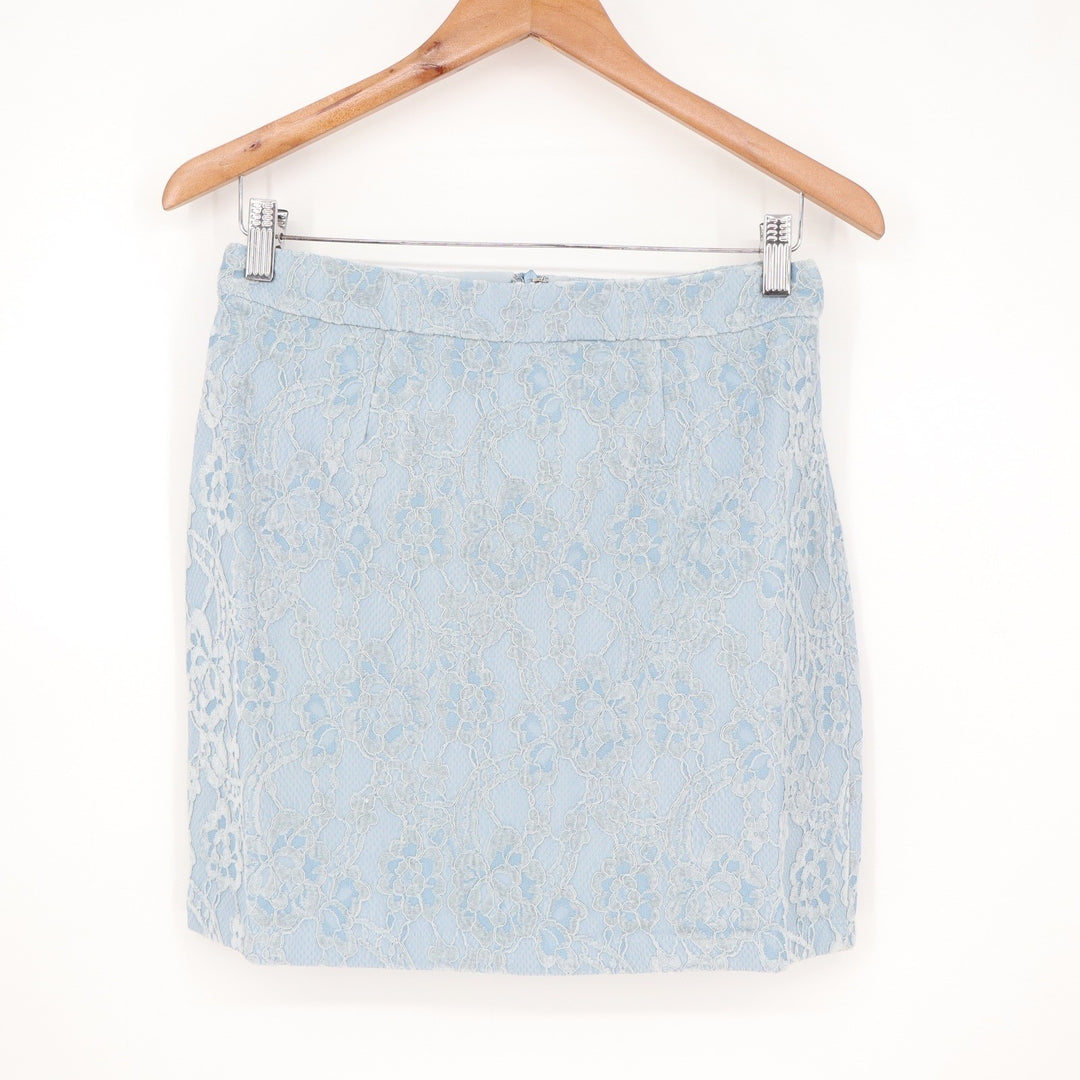 Naked Wardrobe The Statement Light Blue Lace Mini Skirt Womens Size M