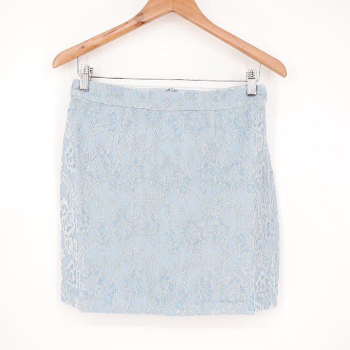 Naked Wardrobe The Statement Light Blue Lace Mini Skirt Womens Size M