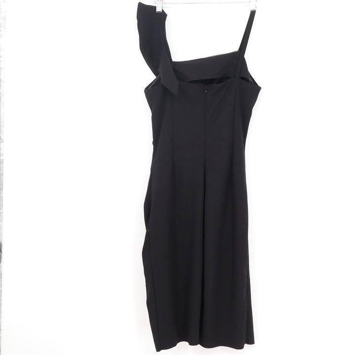 Sam Edelman Womens Black One Shoulder Ruffle Sheath Cocktail Dress Size 8