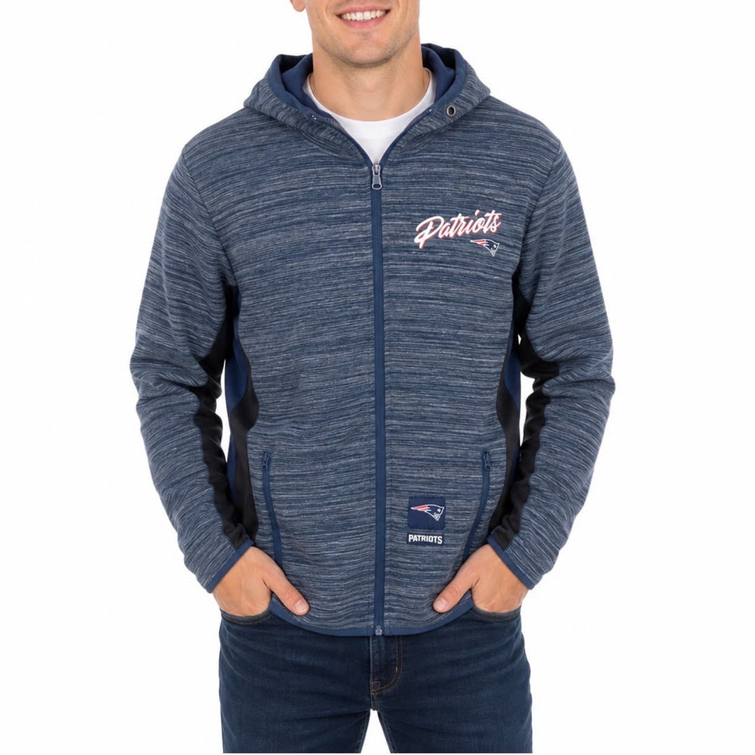 NFL Team Apparel New England Patriots Mens Medium Blue Space Dye Full Zip Hoodie