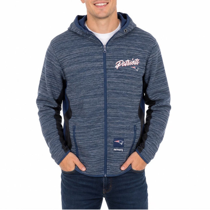NFL Team Apparel New England Patriots Mens Medium Blue Space Dye Full Zip Hoodie