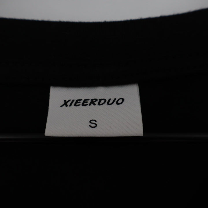 XIEERDUO Black V Neck Short Sleeve Basic T Shirt Top Size S