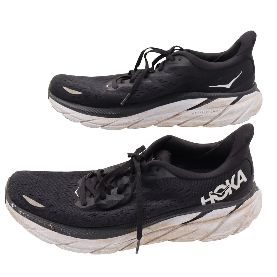Hoka Running Shoes Mens 10 Clifton 8 Black White Cushioned Athletic Good