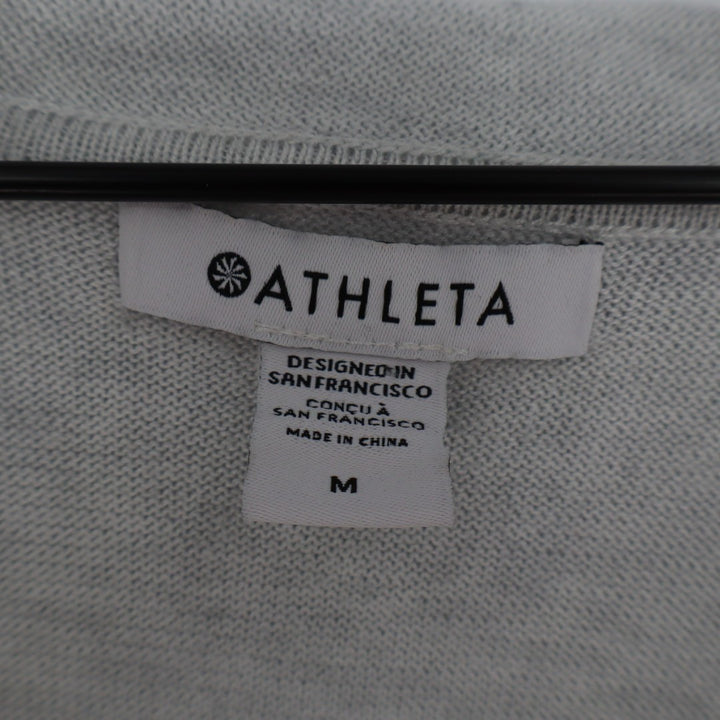 Athleta Evergreen Sweater Hoodie Womens Medium Gray High Low Hem Raglan Sleeve
