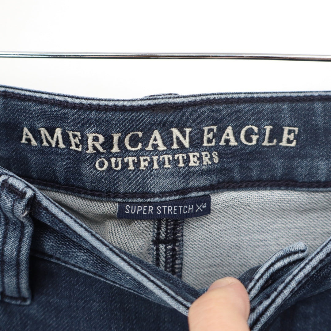 American Eagle Super Stretch X4 Distressed Skinny Jeans Dark Wash Blue Size 8/12