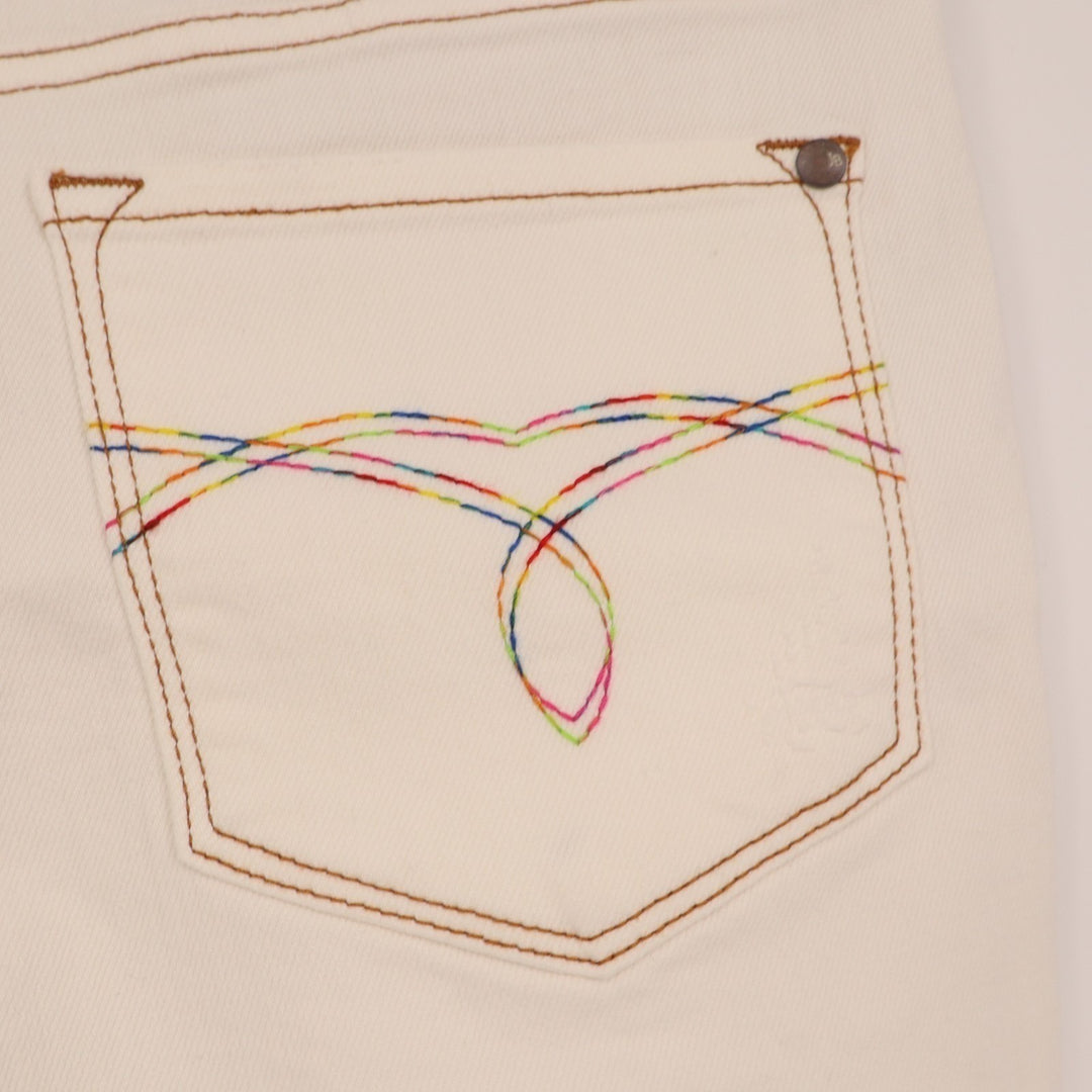 Judy Blue Los Angeles Shorts Womens M White Denim Rainbow Stitching Frayed Hem