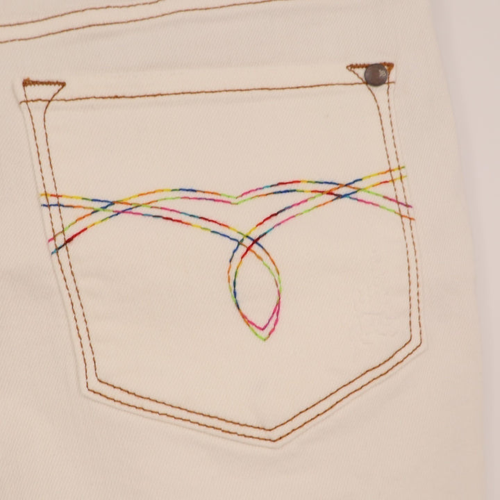 Judy Blue Los Angeles Shorts Womens M White Denim Rainbow Stitching Frayed Hem