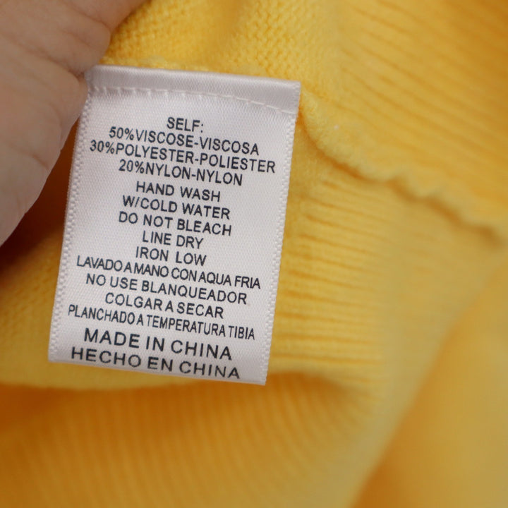 &merci Yellow Puff Shoulder Long Sleeve Crew Neck Knit Sweater Large KLJ0574
