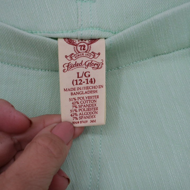 Faded Glory Womens Mint Green Stretch Jeggings Size L 12-14 Skinny Pull On Pants