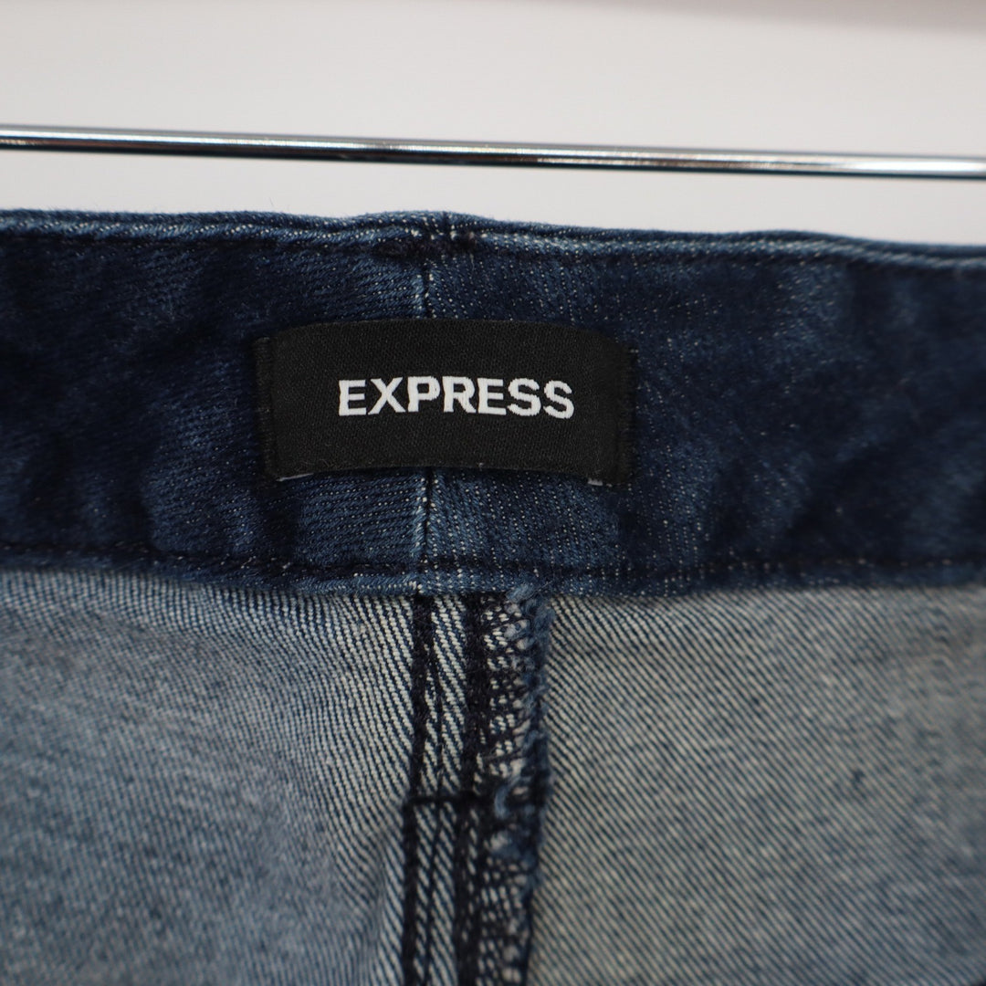 Express Jeans Womens L Skinny Mid Rise Ultra Hyper Stretch Dark Blue Excellent