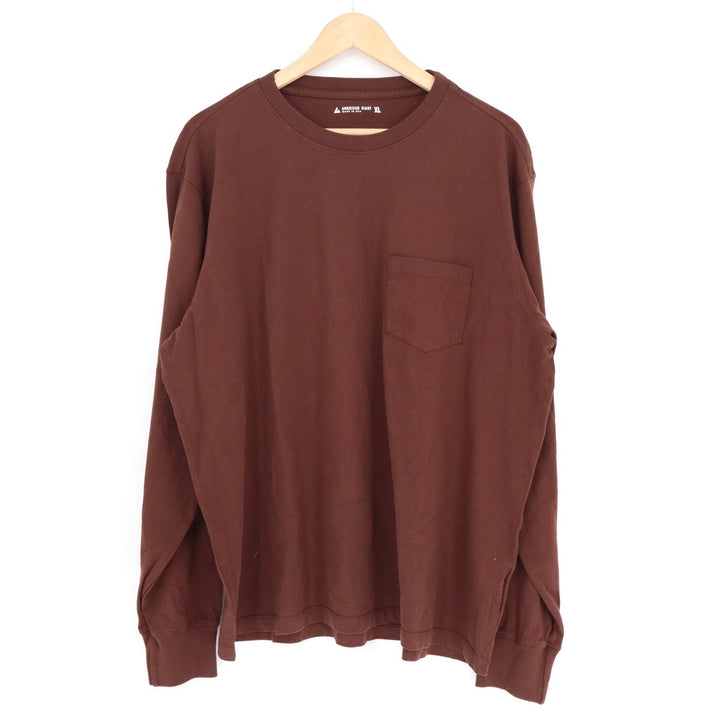 American Giant T-Shirt Mens XL Maroon Cotton Long Sleeve Front Pocket Crew Neck