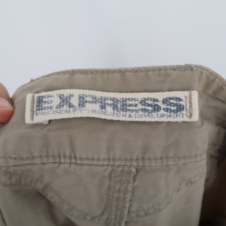 Express Utility Pants Womens 6 Beige Cotton Multiple Cargo Pockets Straight Leg