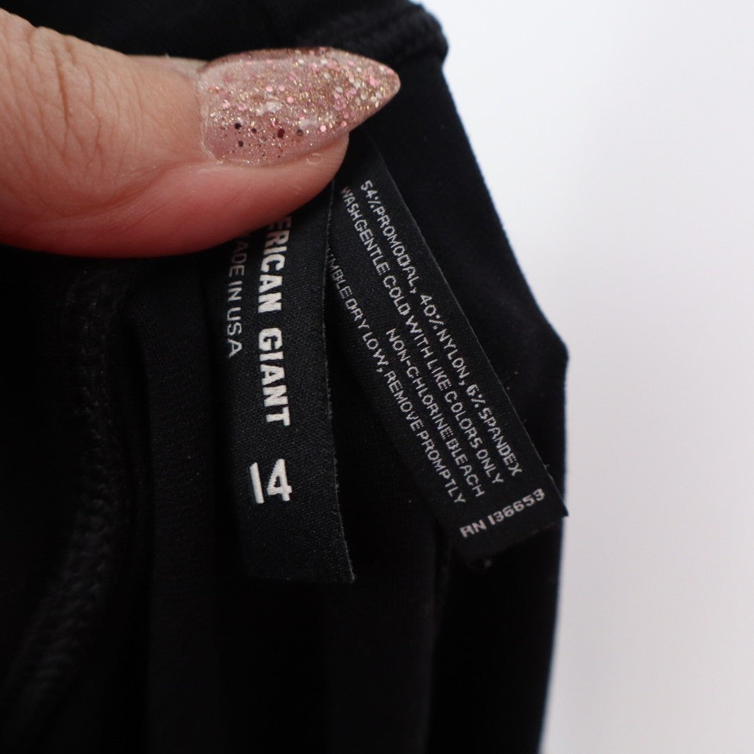 American Giant Ponte Kick Flare Pants Womens 14 Black Stretch Cropped Streetwear