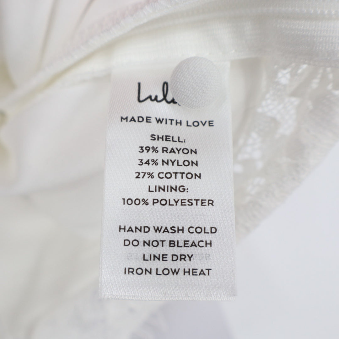 Lulus Heavenly Promise Two Piece Maxi Dress Women Small White Sheer Lace Detail