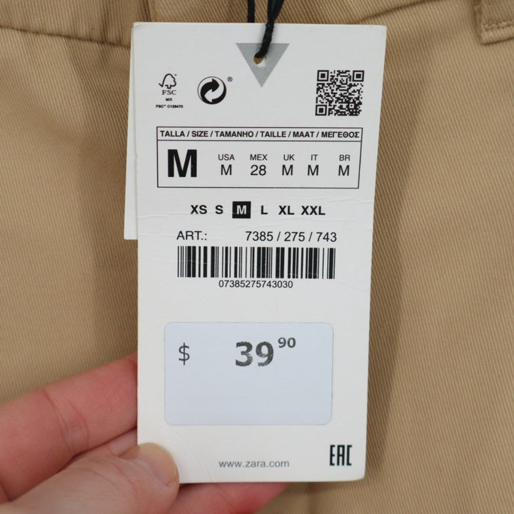 Zara Trouser Pants Womens Medium Brown Viscose Stretch Pleated Business Career
