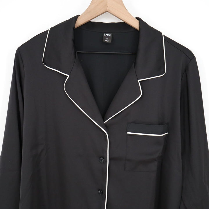 I.N.C International Concepts 2-PC Pajamas Set Womens 1X Black Stretch Sleepwear