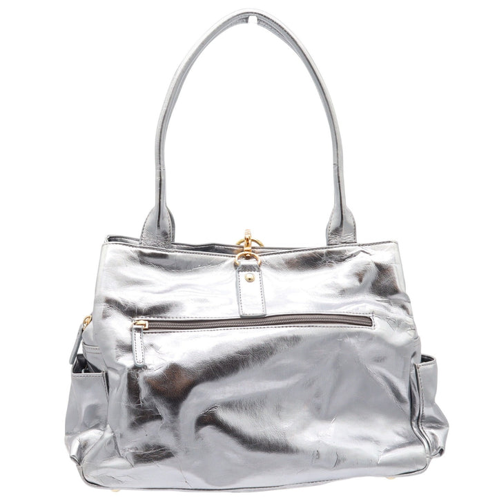 Unbranded Shoulder Bag Womens Large Y2K Metallic Silver Studded Pockets Good