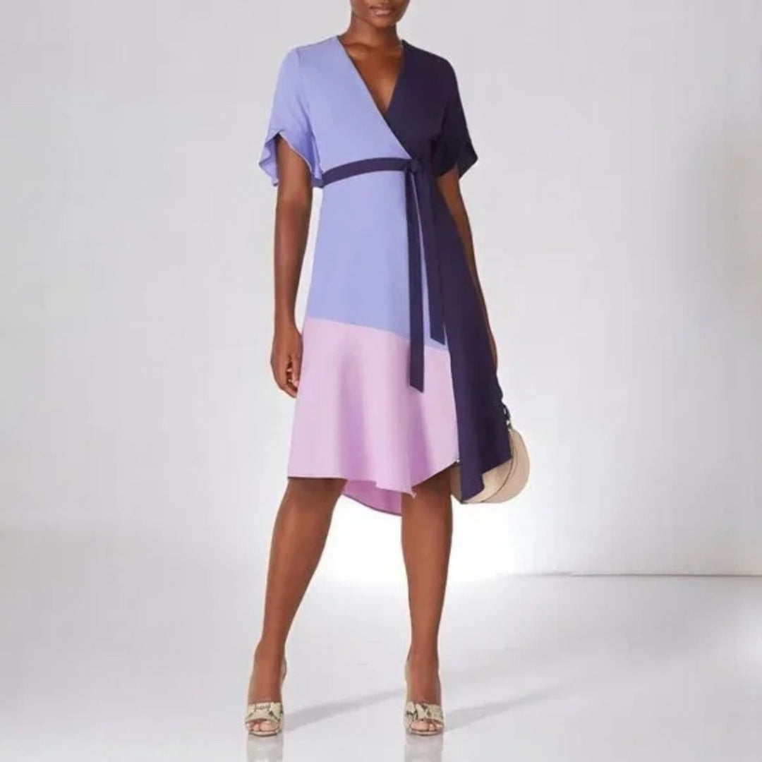 Hutch Colorblock Wrap Dress Size S