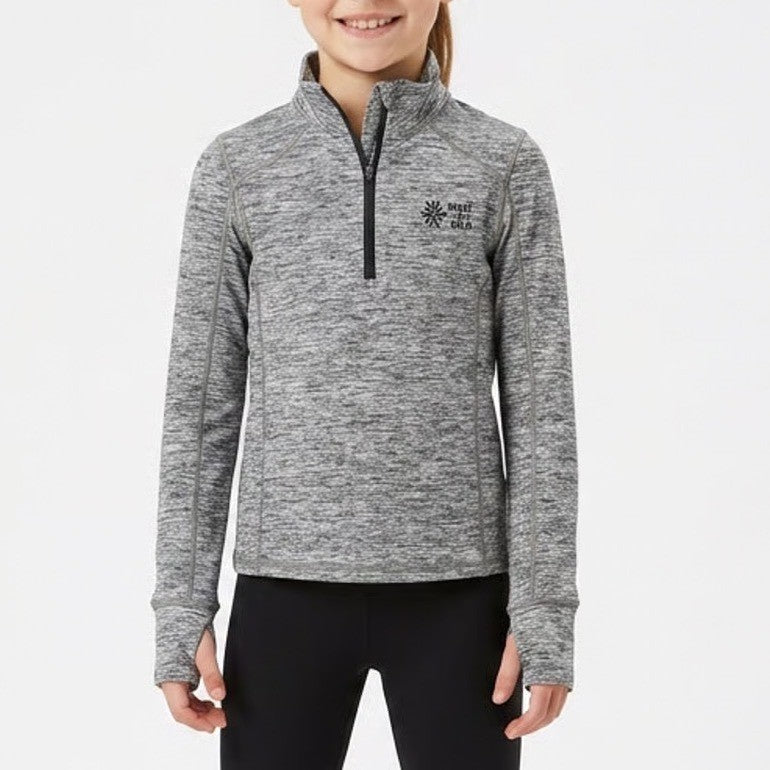 DSG Girls CWC 1/4 Zip Pullover Pure Black Spacedye Compression Top Size S 8-9