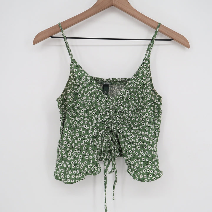 Wild Fable Green Floral Ruched Front Cami Top Smocked Back Small
