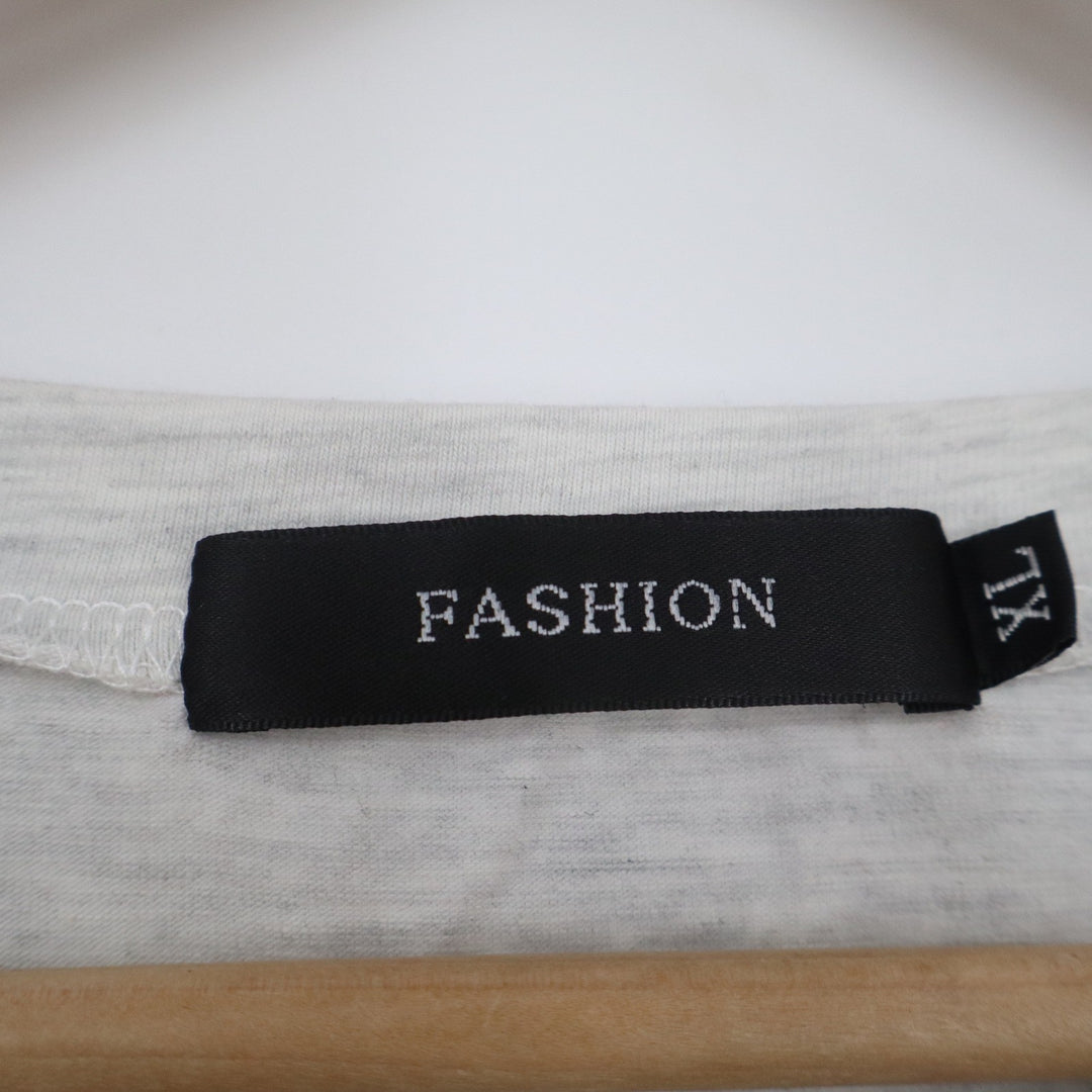 Fashion Womens XL Heather Gray Side Tie Knot T-Shirt Dress Short Sleeve Mini