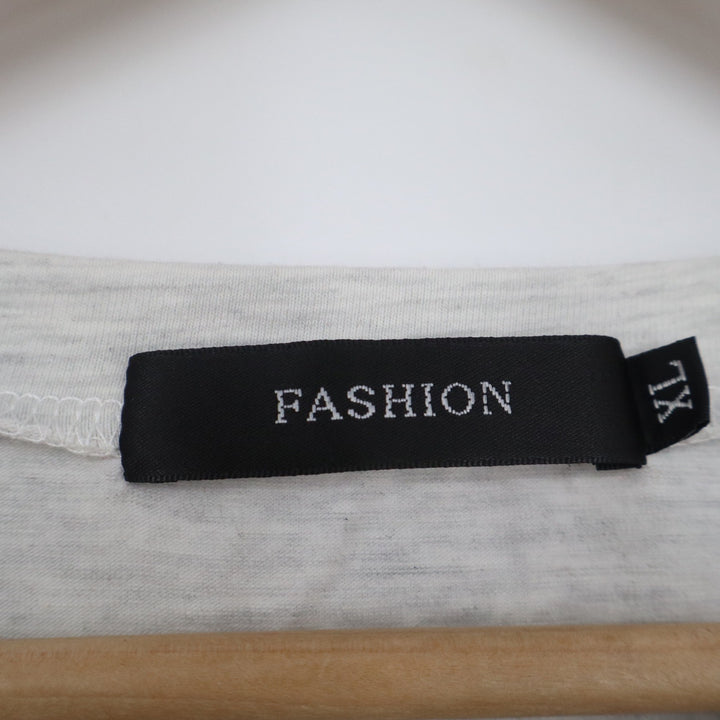 Fashion Womens XL Heather Gray Side Tie Knot T-Shirt Dress Short Sleeve Mini