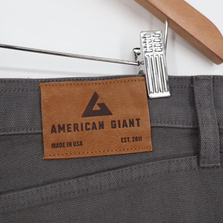 American Giant Roughneck Jeans Mens 34X30 Gray Canvas Cotton Stretch Straight