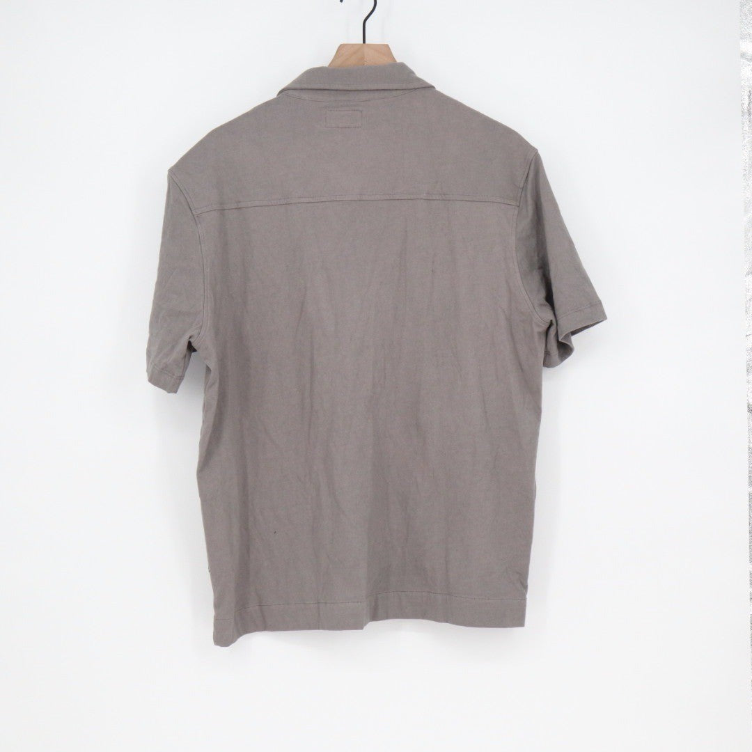 American Giant Mens Resort Shirt Short Sleeve Button Up Gray Size M Made in USA