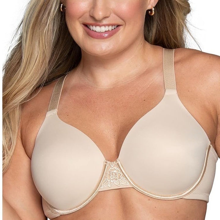 Vanity Fair Beauty Back Bra Women 38DD Beige Stretch Full Figure Wirefree Padded
