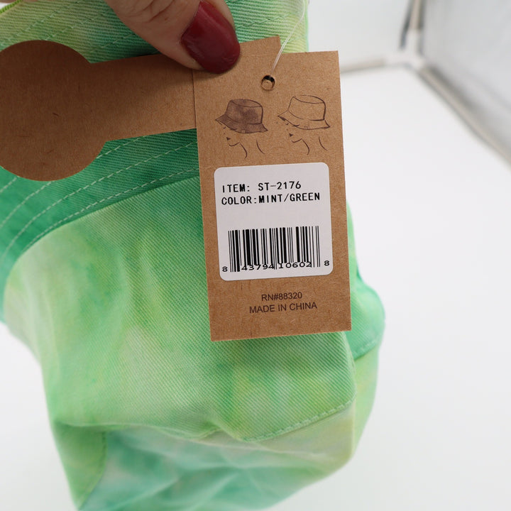 C.C Bucket Hat Womens OS ST-2176 Mint Green Tie-Dye Reversible UPF 50+ NEW