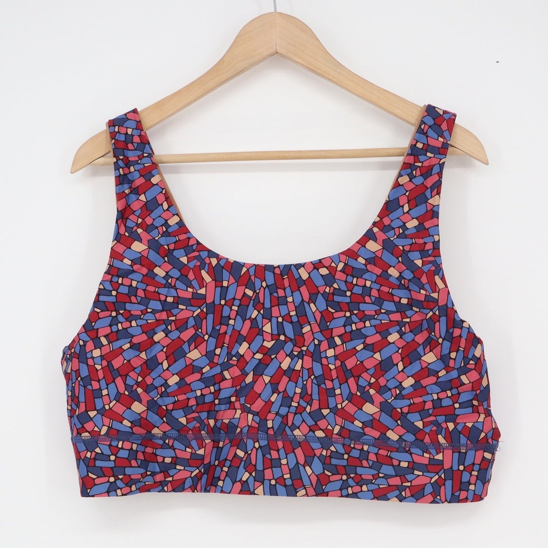 Fabletics Womens XL Mosaic Geometric Print Sports Bra Scoop Neck Active