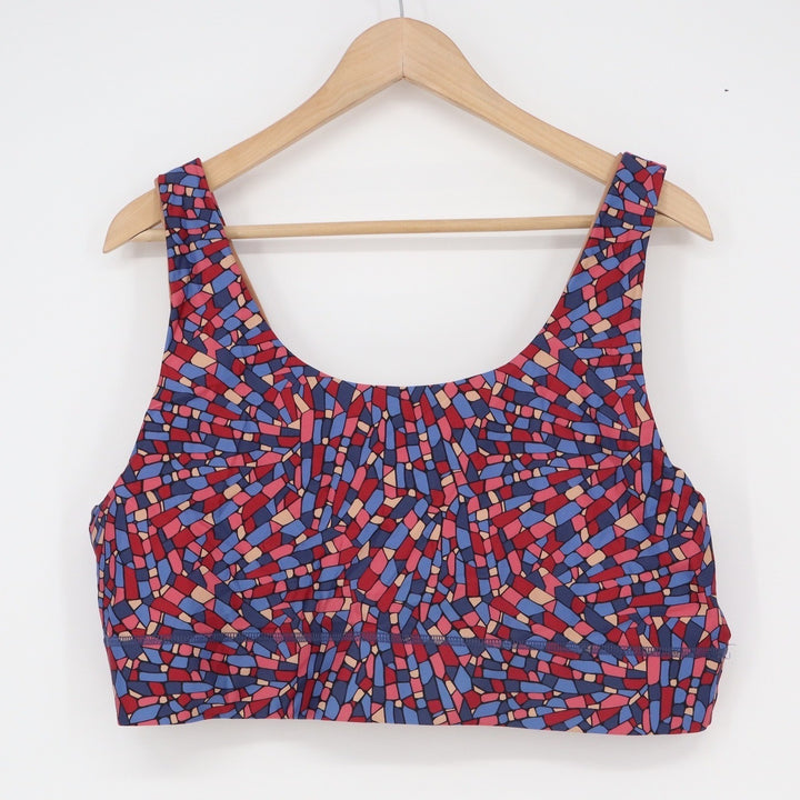 Fabletics Womens XL Mosaic Geometric Print Sports Bra Scoop Neck Active