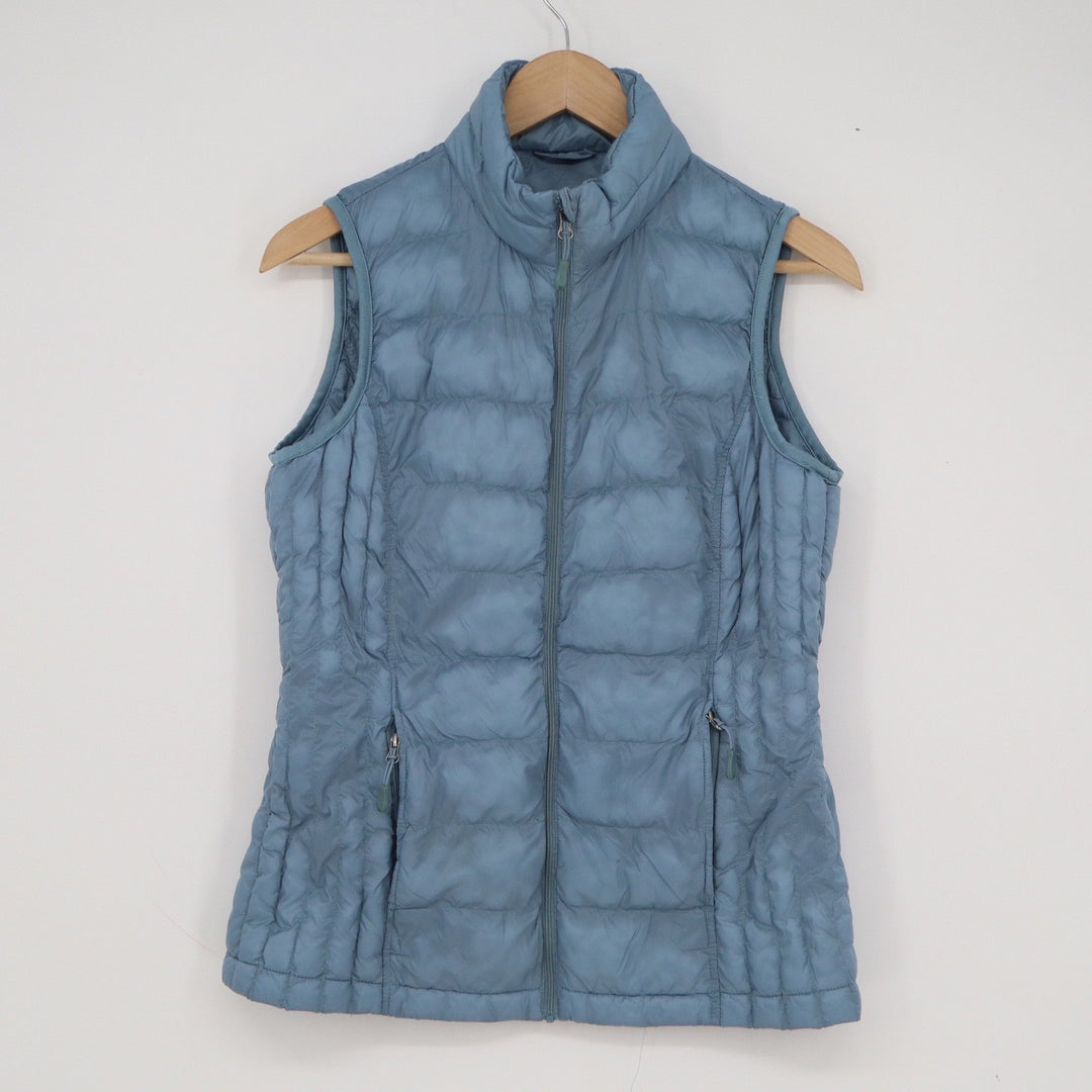 32 Degrees Heat Womens Blue Quilted Lightweight Puffer Vest Mock Neck Zip Up S