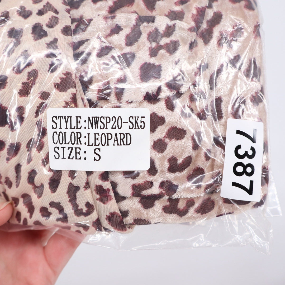 Naked Wardrobe Leopard Print Ruched Mini Skirt Brown Small