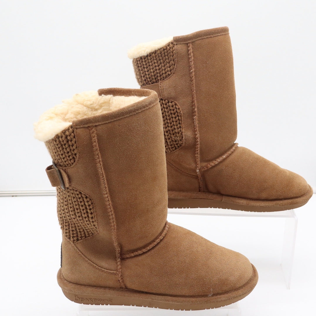 Bearpaw Stella Womens 7 Hickory Suede Knit Mid Calf Winter Boots Brown