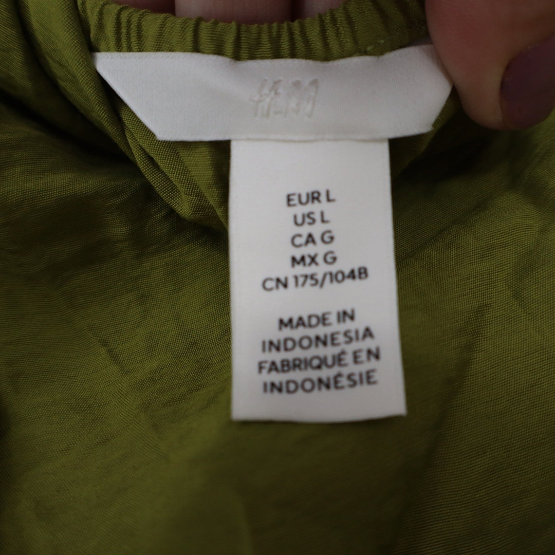 HM Olive Green Halter Neck Mini Dress Open Back Viscose Blend Size L