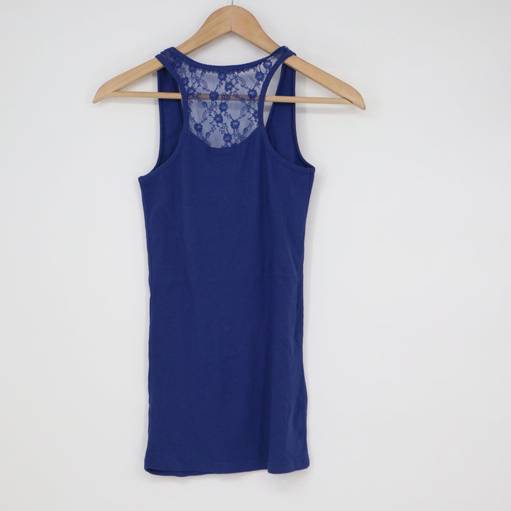 WHO.A.U Royal Blue Lace Racerback Ribbed Tank Top Small NWT
