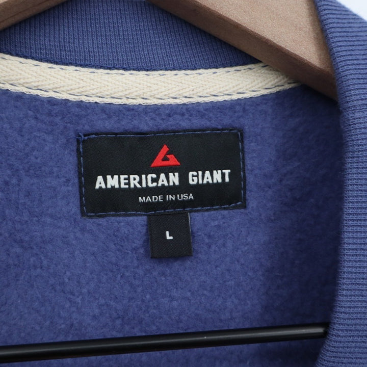 American Giant Midweight Sweatshirt Mens Large Blue Cotton Fleece Raglan Sleeve