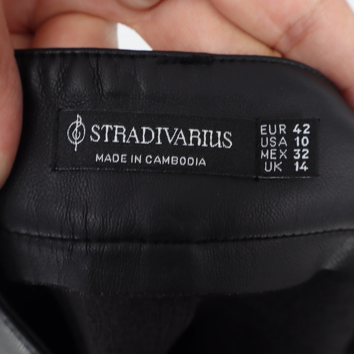 Stradivarius Skirt Womens 10 Faux Leather Midi Black 5-Pocket Excellent