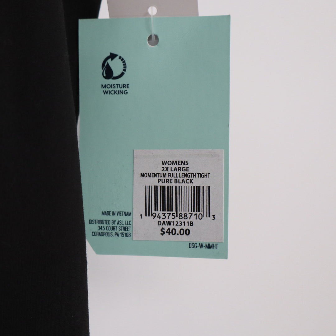 DSG Womens Momentum Full Length Tight Pure Black High Rise Leggings 2XL