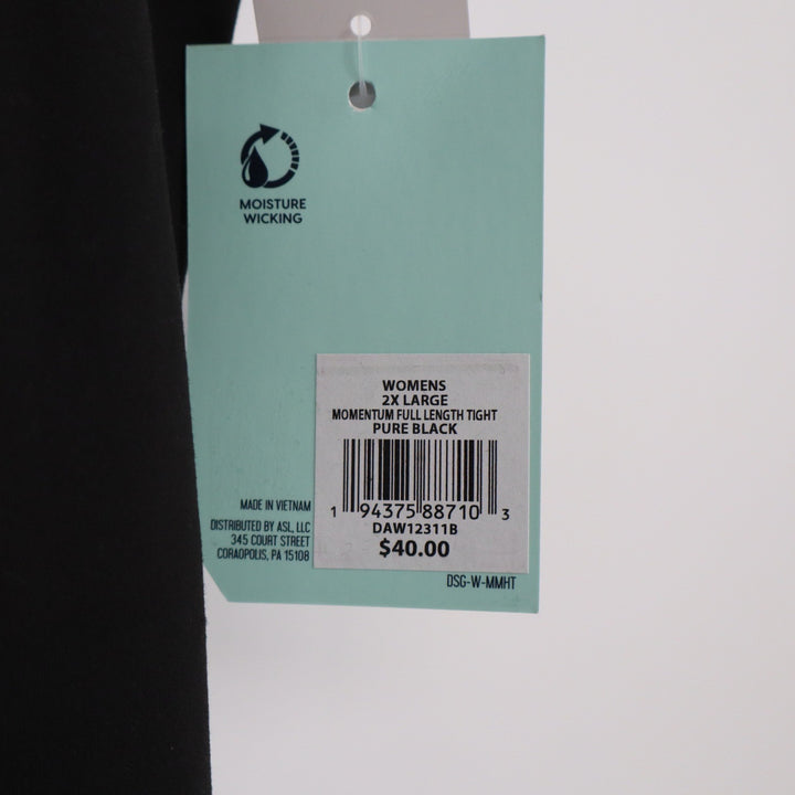 DSG Womens Momentum Full Length Tight Pure Black High Rise Leggings 2XL