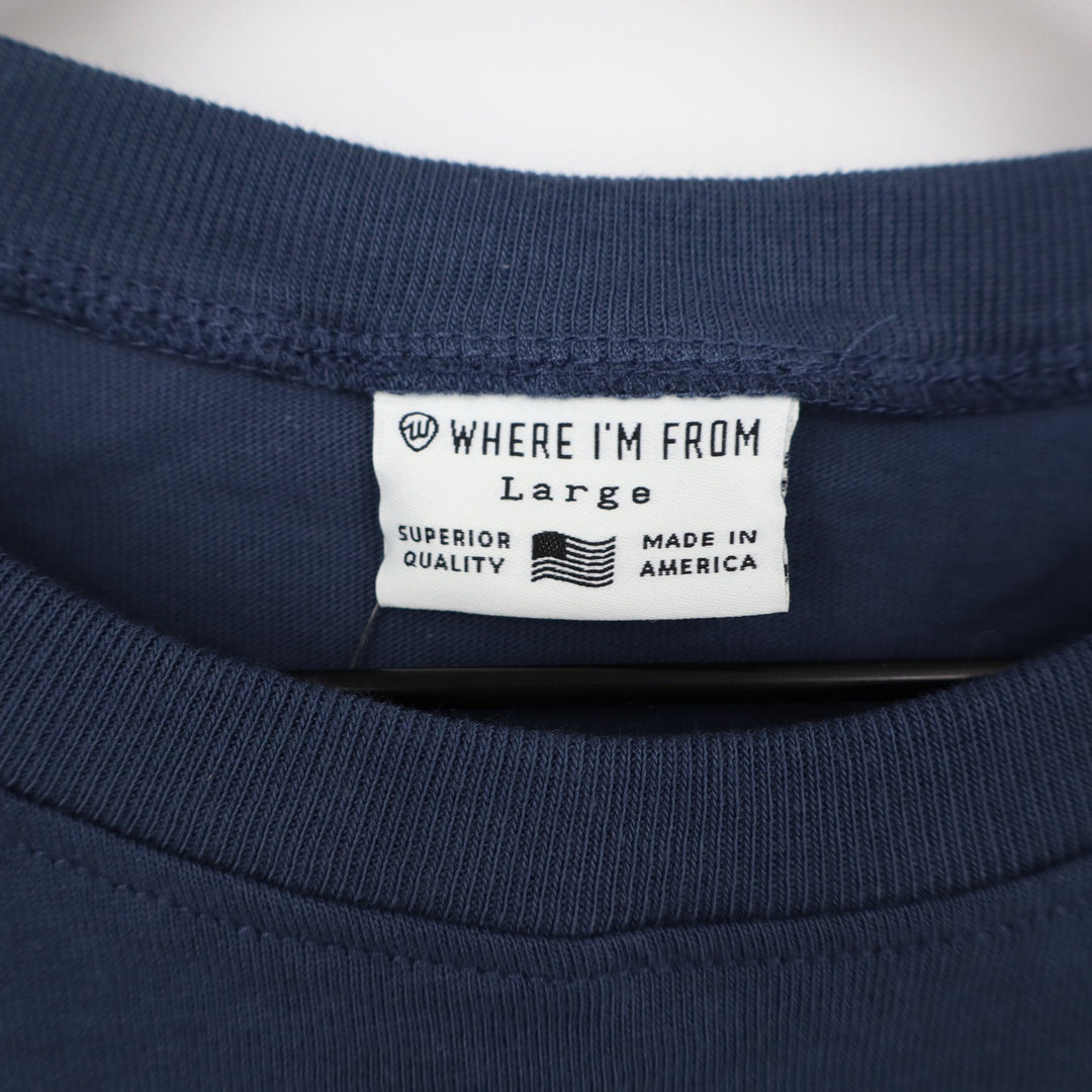 Where I\'m From Boston USA Navy Blue Graphic Easy Tee Boxy Cotton T-Shirt Large