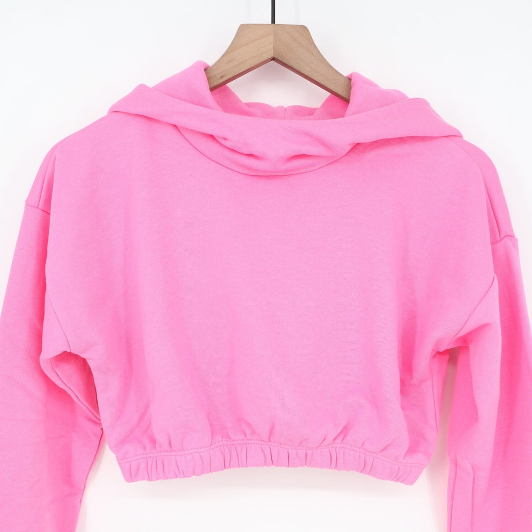 Naked Wardrobe Womens XL Pink Cropped Hoodie Sweatshirt Bubblegum Pink